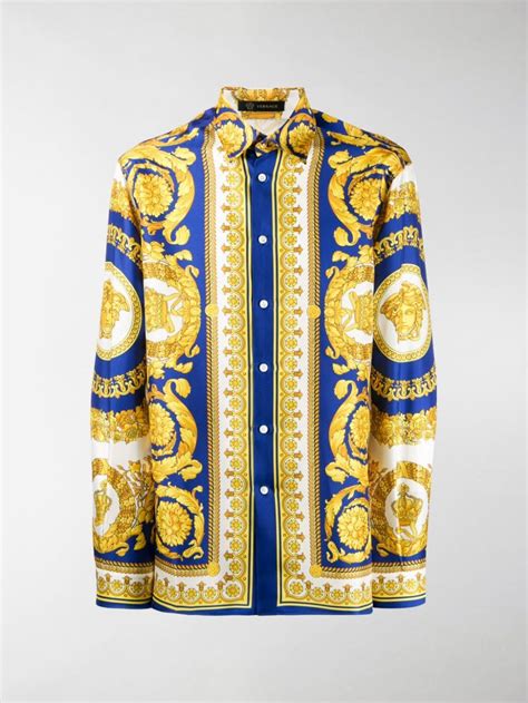 versace button up replica|Versace long sleeve shirt.